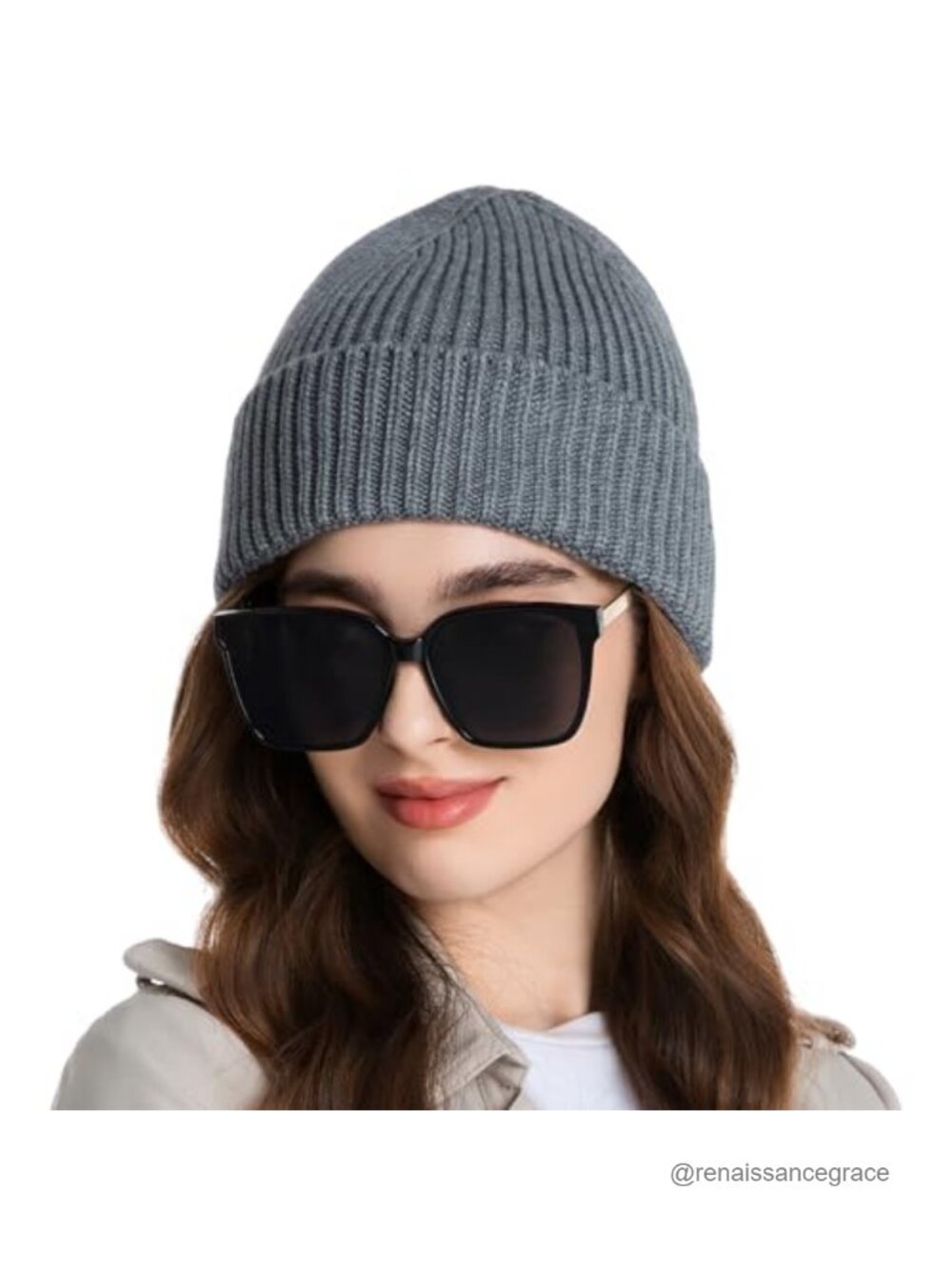 50% Wool Thick Beanie Seamless Cuffed Knit Cap Unisex Winter Hat